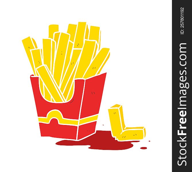 flat color style cartoon fries. flat color style cartoon fries