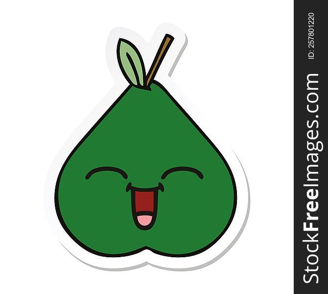 sticker of a cute cartoon pear