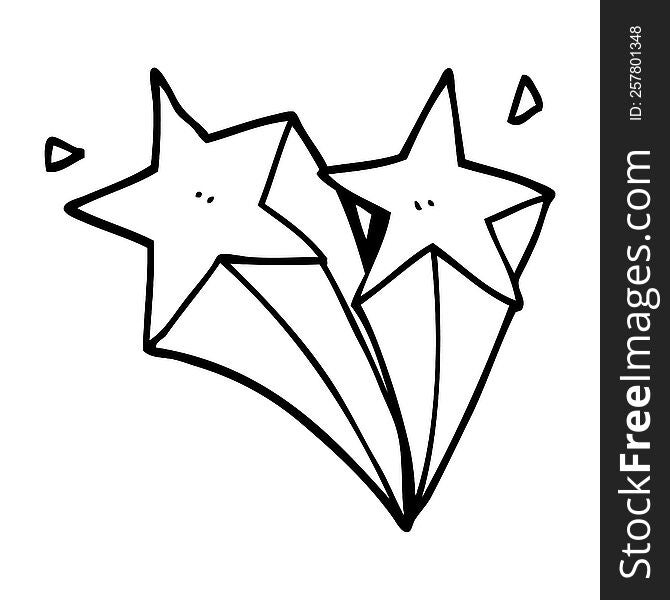 Line Drawing Cartoon Shooting Stars