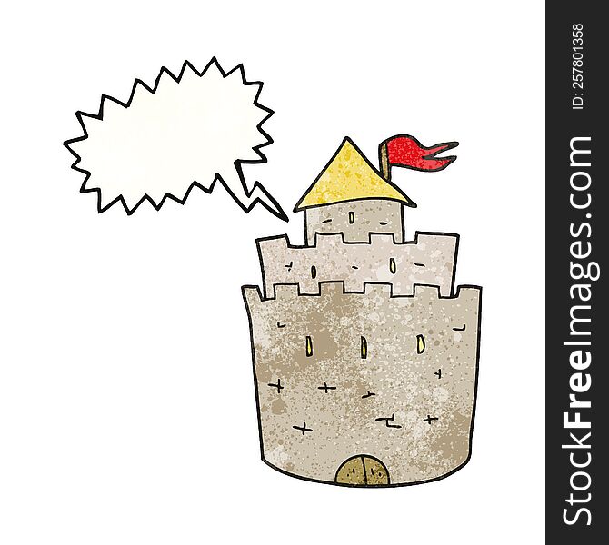 Speech Bubble Textured Cartoon Castle
