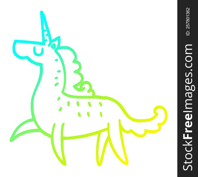 Cold Gradient Line Drawing Cartoon Magical Unicorn