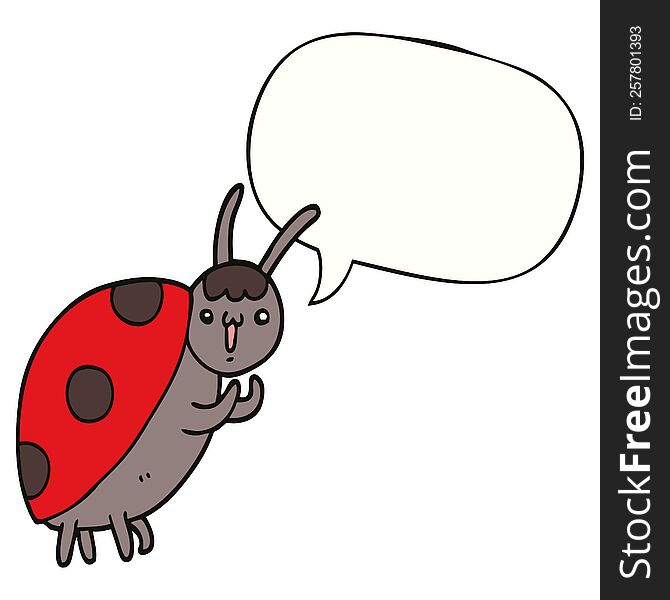 cute cartoon ladybug with speech bubble. cute cartoon ladybug with speech bubble