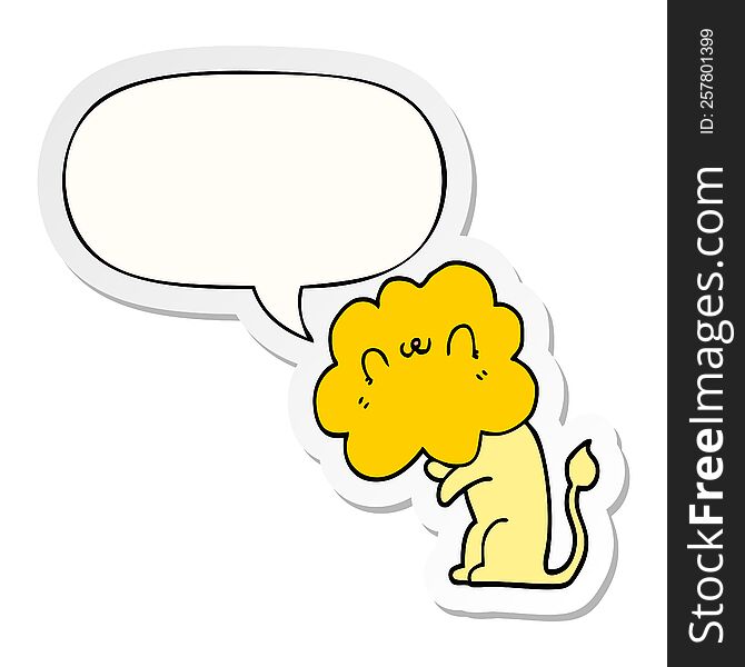 Cartoon Lion And Speech Bubble Sticker