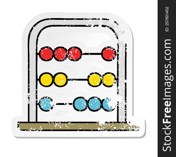 distressed sticker of a cute cartoon maths abacus