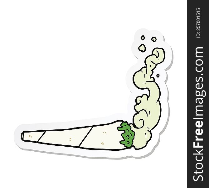sticker of a cartoon marijuana joint