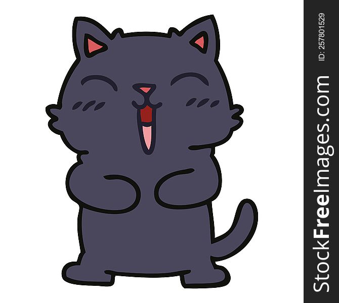 hand drawn quirky cartoon black cat. hand drawn quirky cartoon black cat