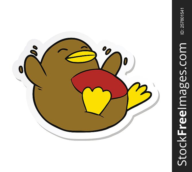 Sticker Of A Cartoon Robin