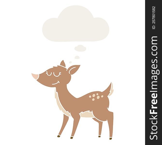 cartoon deer with thought bubble in retro style