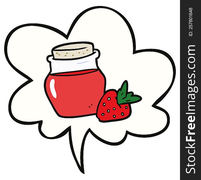 Cartoon Jar Of Strawberry Jam And Speech Bubble