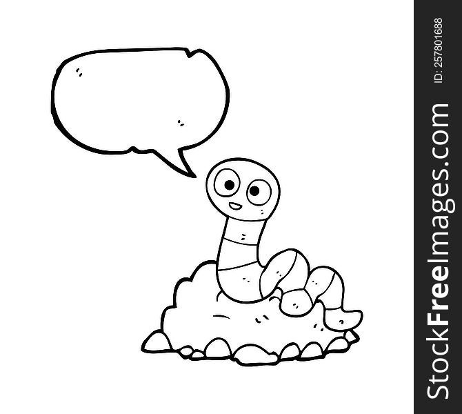 freehand drawn speech bubble cartoon earthworm