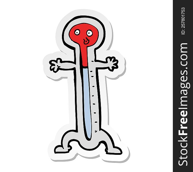 sticker of a cartoon thermometer