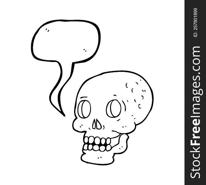 freehand drawn speech bubble cartoon halloween skull
