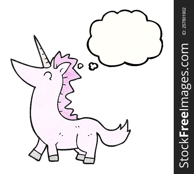 Thought Bubble Textured Cartoon Unicorn