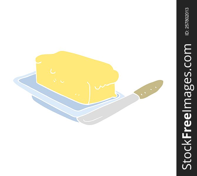 Flat Color Illustration Of A Cartoon Butter