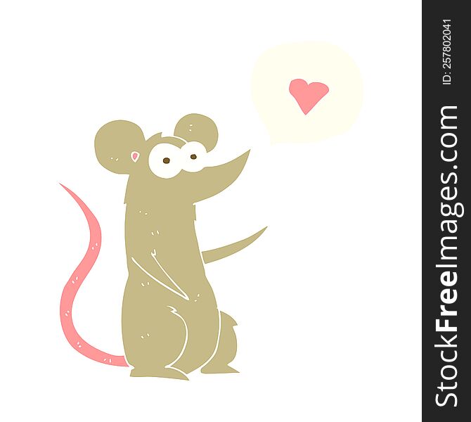Flat Color Illustration Of A Cartoon Mouse In Love