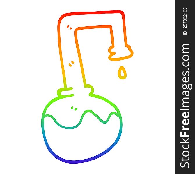 rainbow gradient line drawing of a cartoon bubbling chemicals