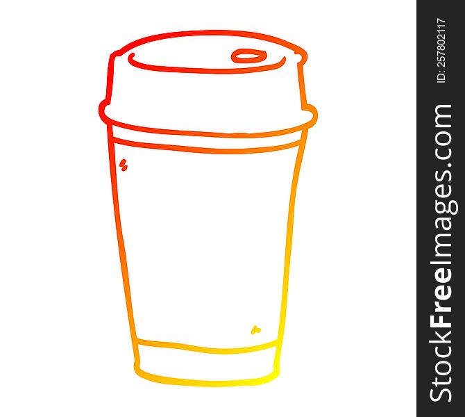 warm gradient line drawing of a cartoon coffee cup