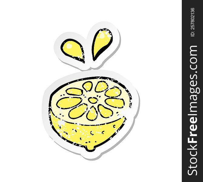 retro distressed sticker of a cartoon fresh lemon