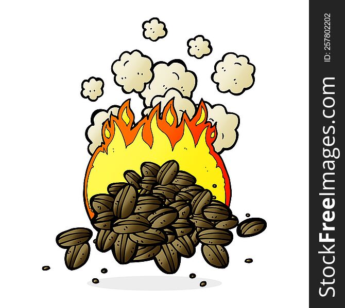 roasting coffee beans cartoon