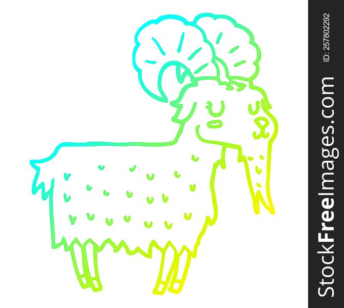 Cold Gradient Line Drawing Cartoon Goat