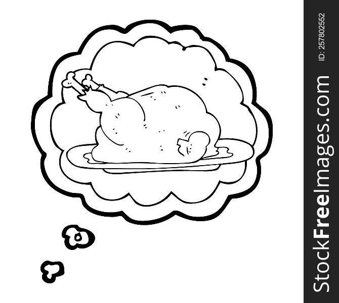 Thought Bubble Cartoon Cooked Chicken