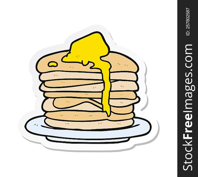 sticker of a cartoon stack of pancakes