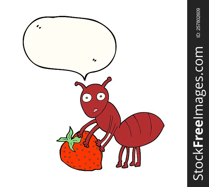 Speech Bubble Cartoon Ant With Berry