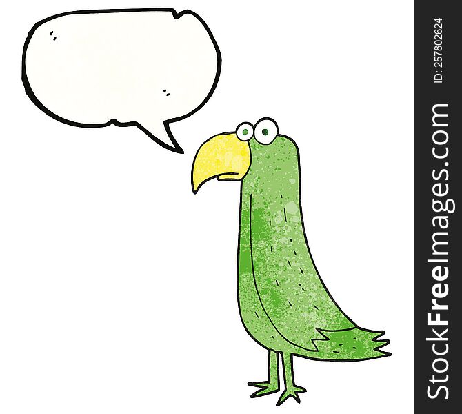 freehand speech bubble textured cartoon parrot