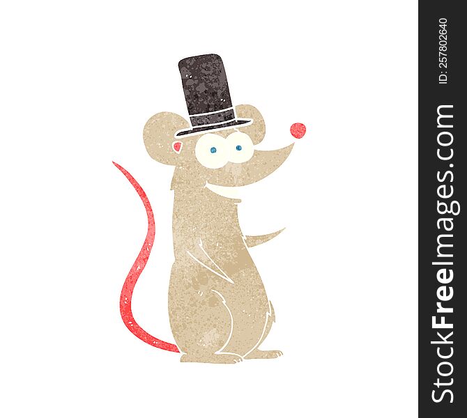 freehand retro cartoon mouse in top hat