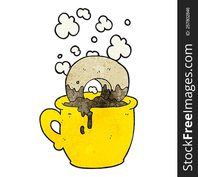 Textured Cartoon Donut Dunked In Coffee