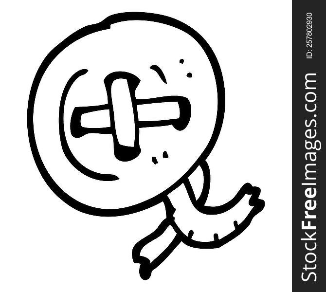 line drawing cartoon button