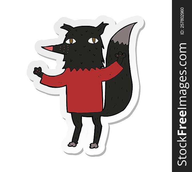 sticker of a cartoon wolf