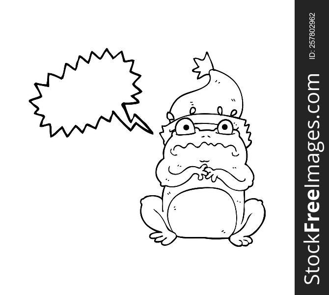 Speech Bubble Cartoon Frog In Christmas Hat