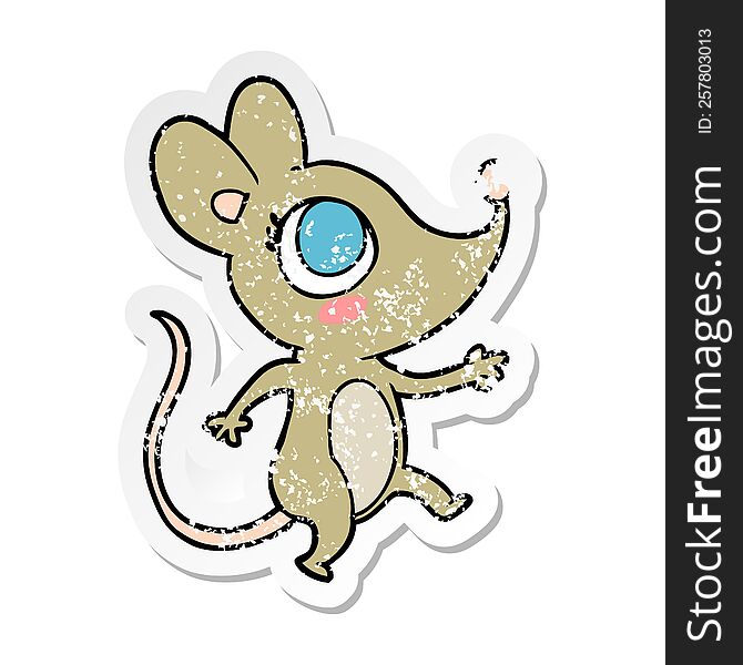 Distressed Sticker Of A Cartoon Mouse
