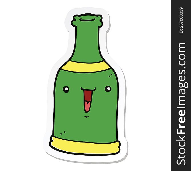 Sticker Of A Cartoon Beer Bottle