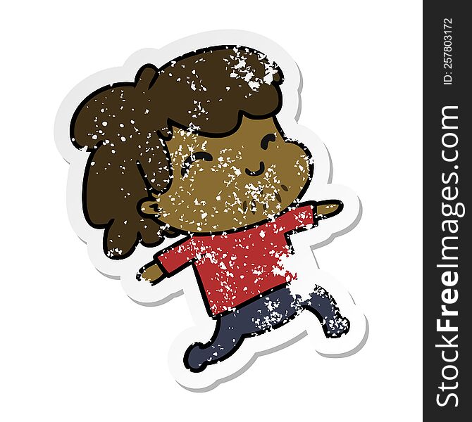 Distressed Sticker Cartoon Kawaii Boy With Stubble