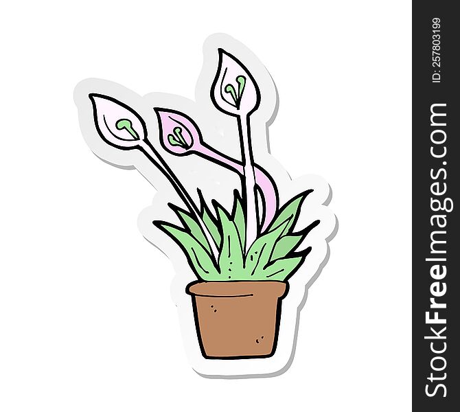 Sticker Of A Cartoon Orchid Plant