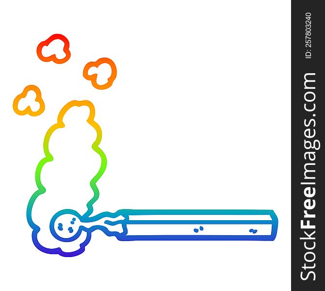 rainbow gradient line drawing of a cartoon burnt match