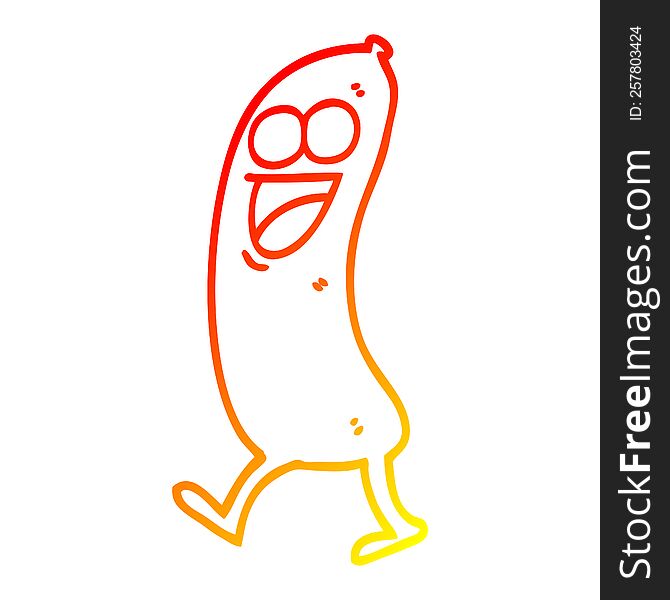 warm gradient line drawing happy cartoon sausage