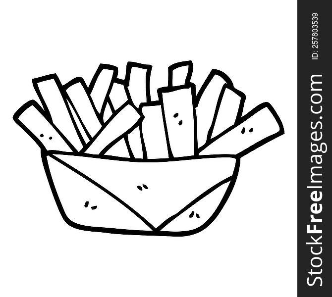 black and white cartoon french fries