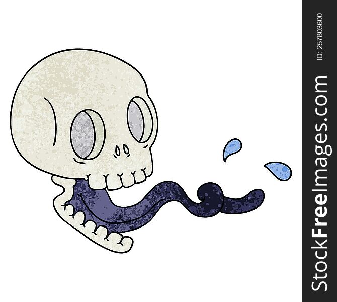 Quirky Hand Drawn Cartoon Skull