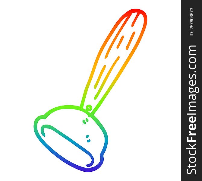 Rainbow Gradient Line Drawing Cartoon Toilet Plunger