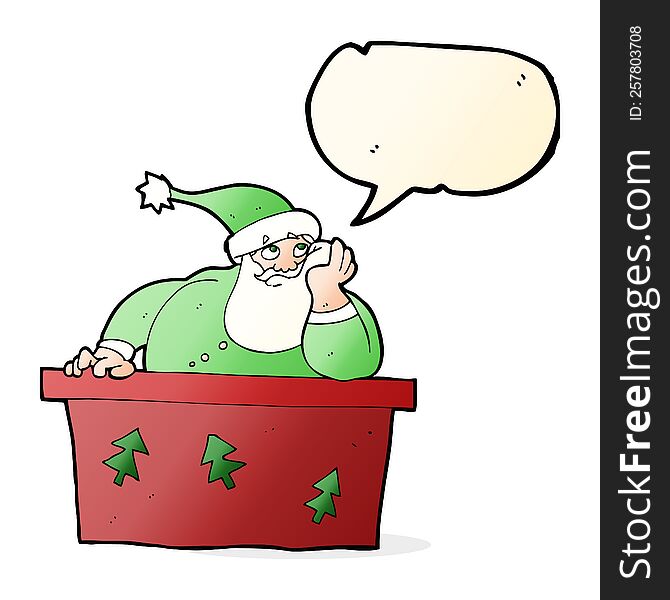 Cartoon Bored Santa Claus With Speech Bubble
