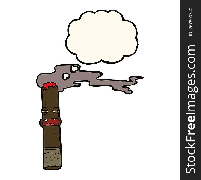 Cartoon Cigar Character With Thought Bubble