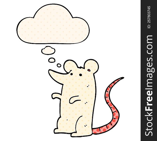 Cartoon Rat And Thought Bubble In Comic Book Style