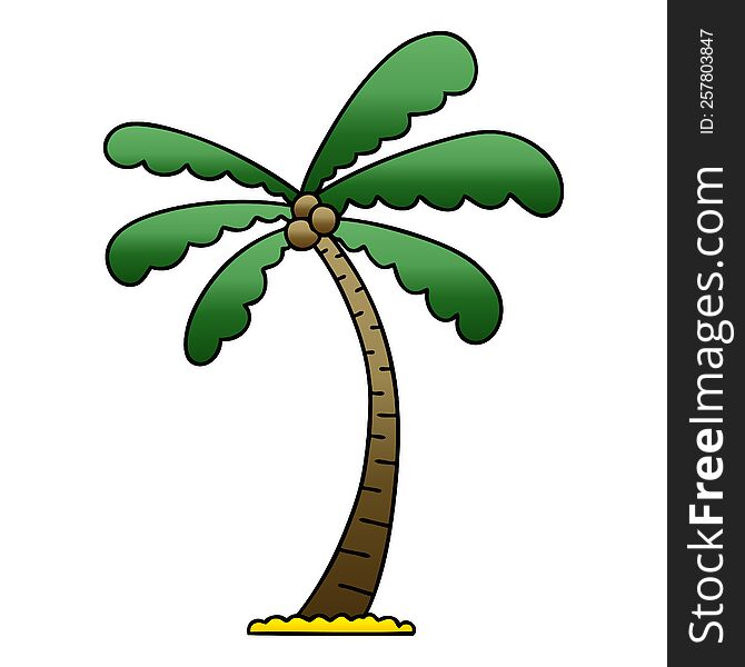 Quirky Gradient Shaded Cartoon Palm Tree