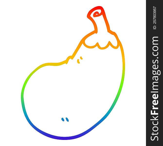 rainbow gradient line drawing of a cartoon eggplant