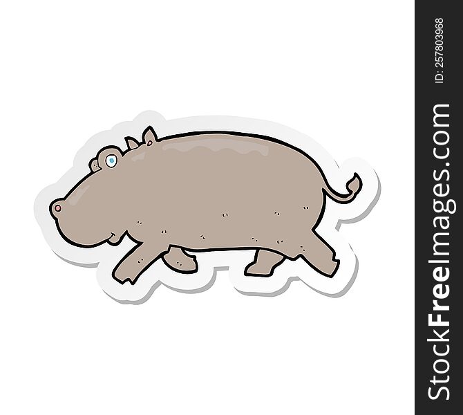sticker of a cartoon hippopotamus