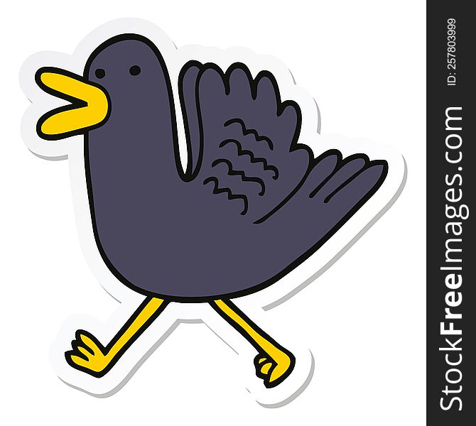 sticker of a cartoon duck running