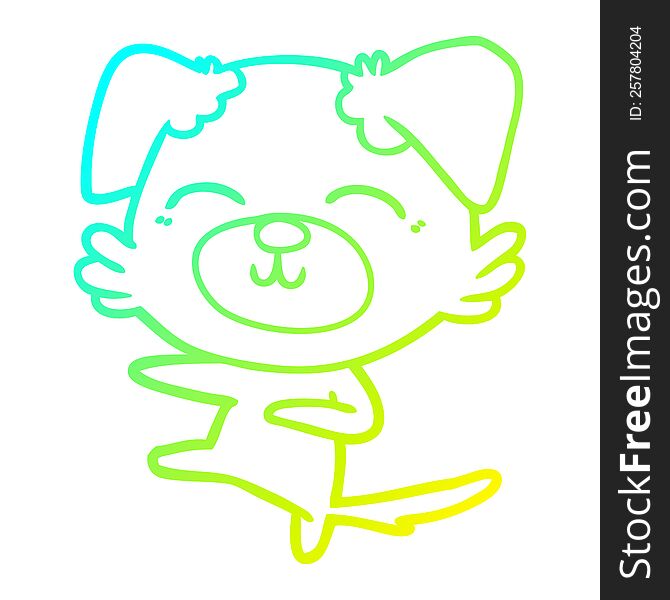 cold gradient line drawing of a cartoon dog kicking